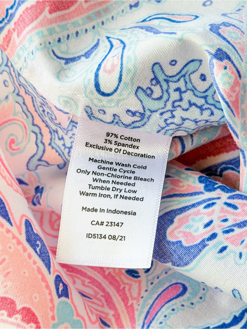 Talbots Petite 10P Paisley Button Down Cotton Stretch Preppy Coastal Luxury EUC - Picture 7 of 7